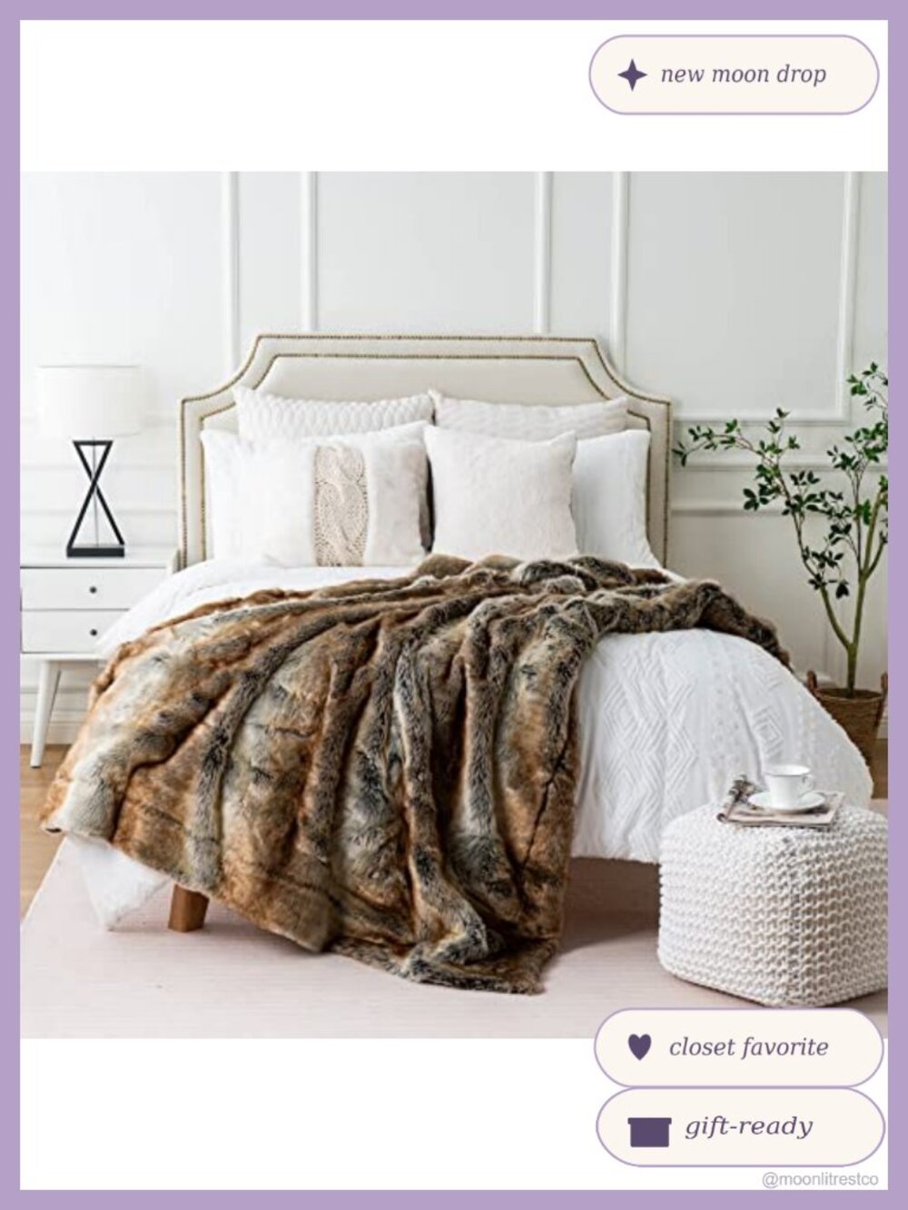 Faux Fur Throw Blanket Oversized 60x80 Acrylic Polyester Bed Couch